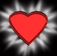 Red heart on a black background