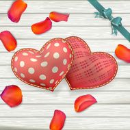 Valentines Day toys on wooden plates EPS 10 N3