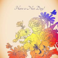 Vintage colorful floral bouquet greeting card