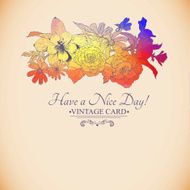 Vintage colorful floral bouquet greeting card N2