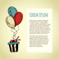 Greeting card with a balloon and text box