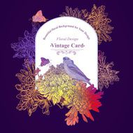 Floral Greeting Card with Birds