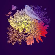 Floral Greeting Card with Birds N2