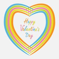 Rainbow abstract heart frame Flat design Happy Valentines day card