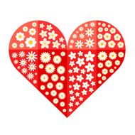 Red paper heart filled with white flowers