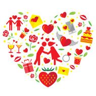 Love Icons in Heart Shape