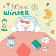 Vector cartoon cute illustration with Teddy bear