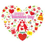 Love Icons and Valentine&#039;s Text in Heart Shape
