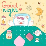 Good night illustration Vector cartoon cute illustration with Teddy bear