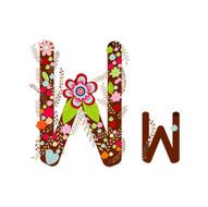Alphabet W Flowers Vector