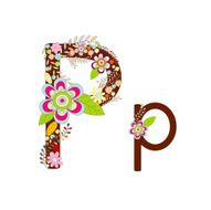 Alphabet P Flowers Vector