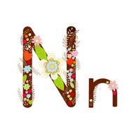 Alphabet N Flowers Vector