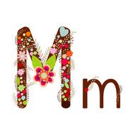 Alphabet M Flowers Vector