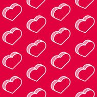 seamless red pattern with isometric hearts