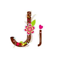 Alphabet J Flowers Vector