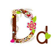 Alphabet D Flowers Vector