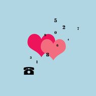 Pink hearts with a telephone