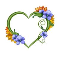 decorative floral heart frame romantic background autumn flowers banner illustration