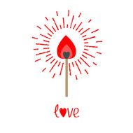 Burning love match red fire light shining effect Isolated Flat