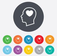 Head with heart sign icon Male human head N5
