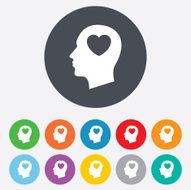 Head with heart sign icon Male human head N6