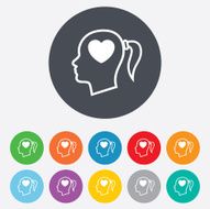 Head with heart sign icon Female woman head N3