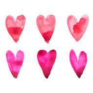Watercolor aquarelle hand drawn red heart love art paint on