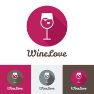 Vector modern flat wine shop restaurant or bar logo