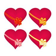 Red hearts with ribbon Valentines day vector