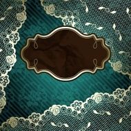 Lacy design with brown label on dark green