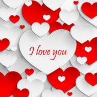 I love you Abstract holiday background with paper hearts Valentines N3
