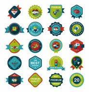 Valentineâs Day badge flat banner design background set eps10 N57