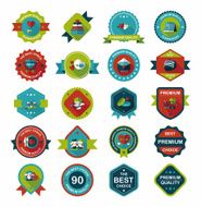 Valentineâs Day badge flat banner design background set eps10 N59