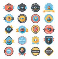 Valentineâs Day badge flat banner design background set eps10 N62
