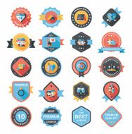 Valentineâs Day badge flat banner design background set eps10 N63