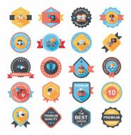Valentineâs Day badge flat banner design background set eps10 N65