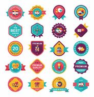 Valentineâs Day badge flat banner design background set eps10 N71