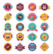 Valentineâs Day badge flat banner design background set eps10 N73