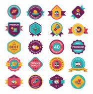 Valentineâs Day badge flat banner design background set eps10 N75
