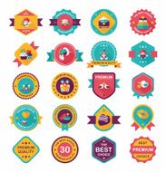 Valentineâs Day badge flat banner design background set eps10 N76
