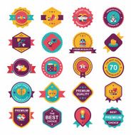 Valentineâs Day badge flat banner design background set eps10 N77