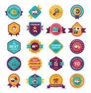 Valentineâs Day badge flat banner design background set eps10 N78