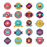 Valentineâs Day badge flat banner design background set eps10 N79