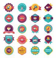 Valentineâs Day badge flat banner design background set eps10 N80