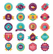 Valentineâs Day badge flat banner design background set eps10 N81