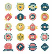 Valentineâs Day badge flat banner design background set eps10 N87