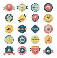 Valentineâs Day badge flat banner design background set eps10 N88