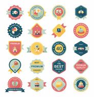 Valentineâs Day badge flat banner design background set eps10 N90