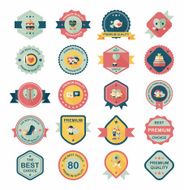 Valentineâs Day badge flat banner design background set eps10 N93