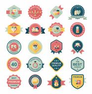 Valentineâs Day badge flat banner design background set eps10 N94